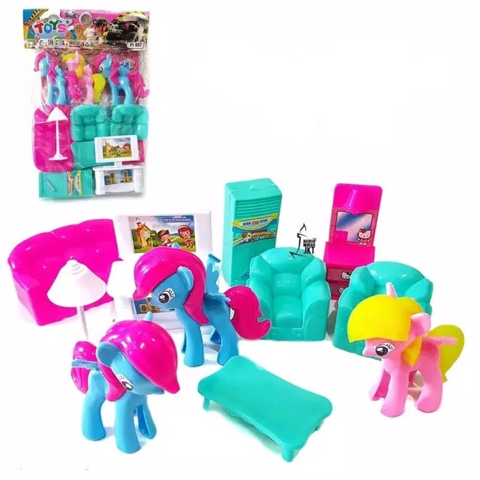 PROMO BESAR Mainan Kuda Pony 3pcs plus Set Sofa FI 557