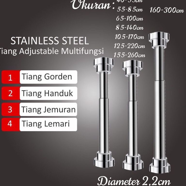 SALEE Tiang Hordeng Fleksibel Besi Gorden Pipa Gantungan Kamar Mandi Lemari Gawang Baju Tiang gorden