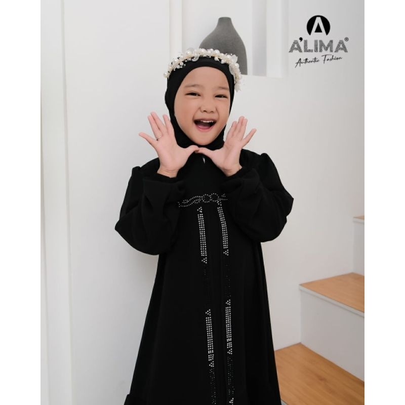 Gamis kids Angeline 2 layer/gamis polos hitam/putih usia 4 sampai 12 tahun/dres polos/baju muslim/ga