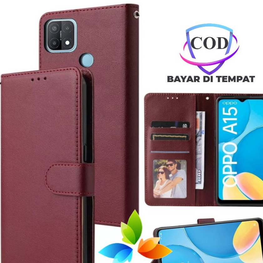 Spesial Flip Case OPPO A15 Case Wallet Kulit Casing Dompet Case Wallet Leather Flip Case OPPO A15 Ca