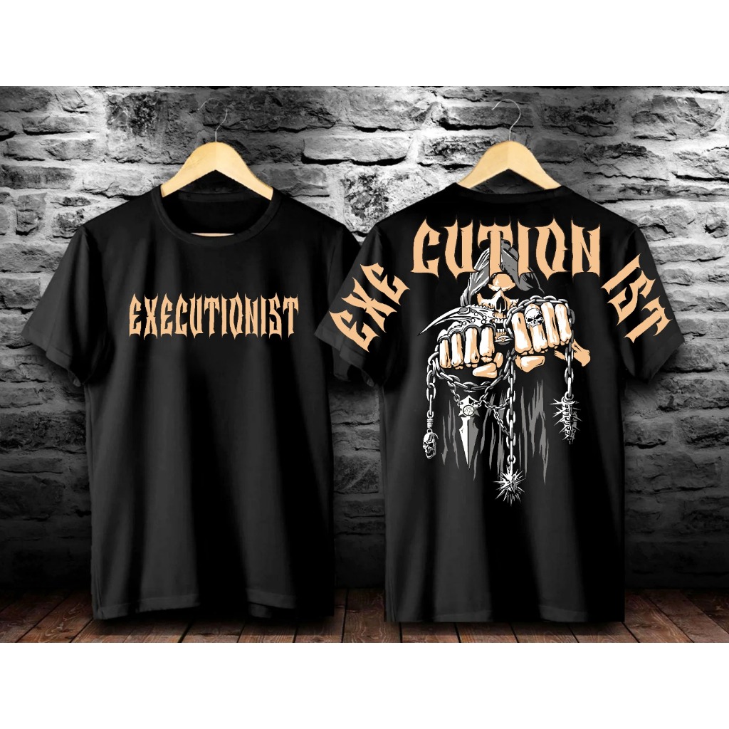 KAOS PRIA DISTRO EXECUTIONIST HITAM/OUTFIT COWO KEREN/KAOS KEKINIAN/KAOS BISA BAYAR DI TEMPAT