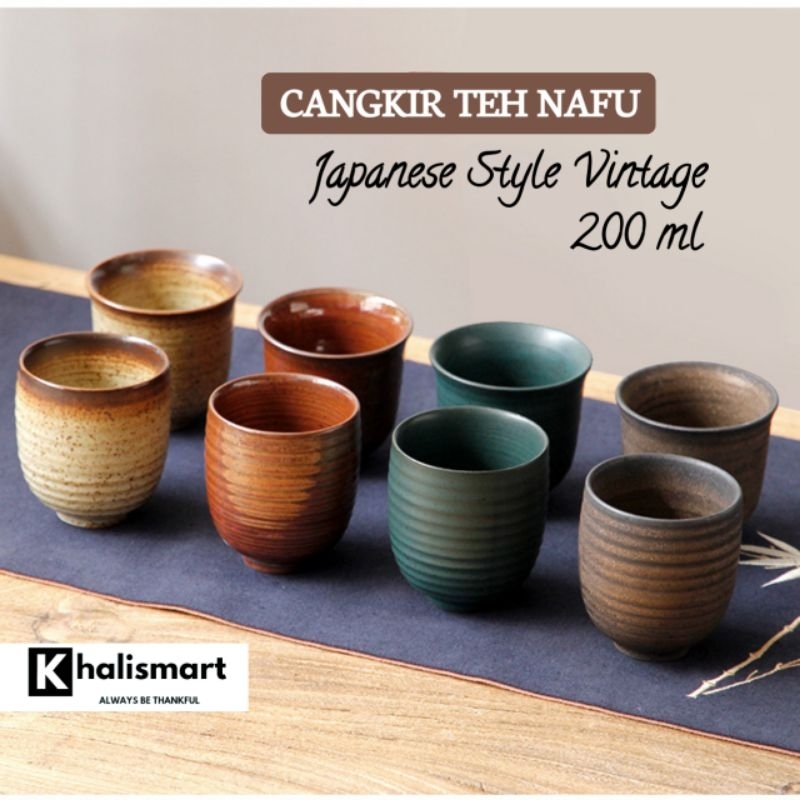 NAFU Gelas Keramik Ocha Gelas Teh Jepang Cangkir Keramik Vintage