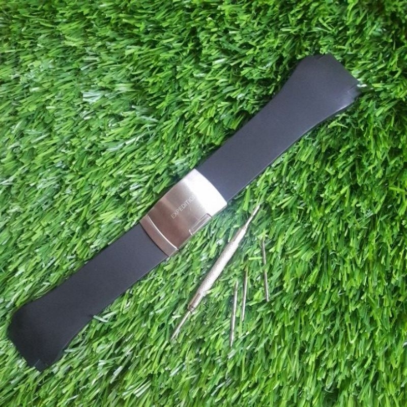 Strap Tali Jam Tangan Expedition E3365 Air Borne Karet Rubber Hitam 28mm