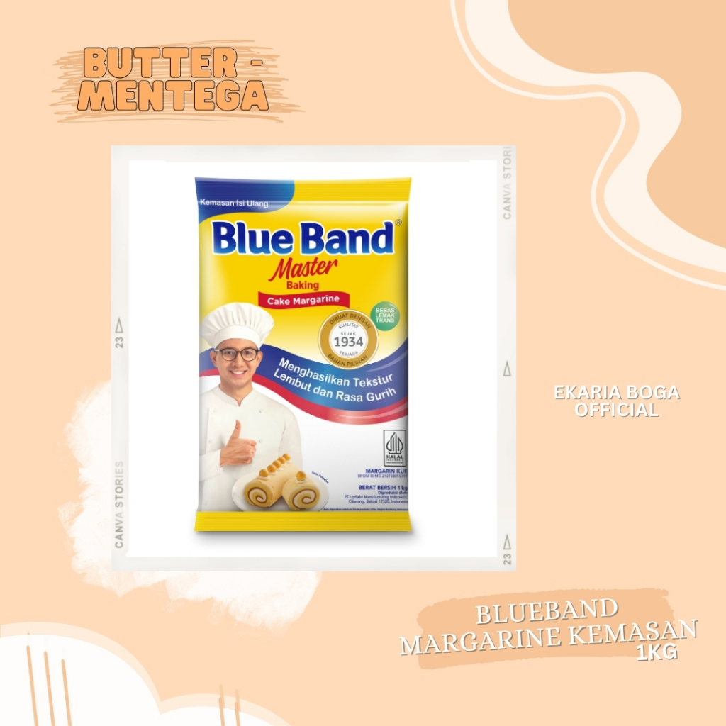 

BUTTER | MENTEGA | MARGARINE | BLUE BAND | BLUEBAND MASTER BAKING CAKE | BLUEBAND MARGARINE KEMASAN 1KG