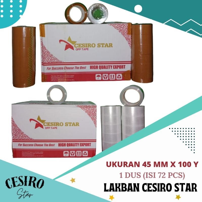 

Lakban Ukuran 45mm x 100Y (1 Dus Isi 72 Pcs) Cesiro Star