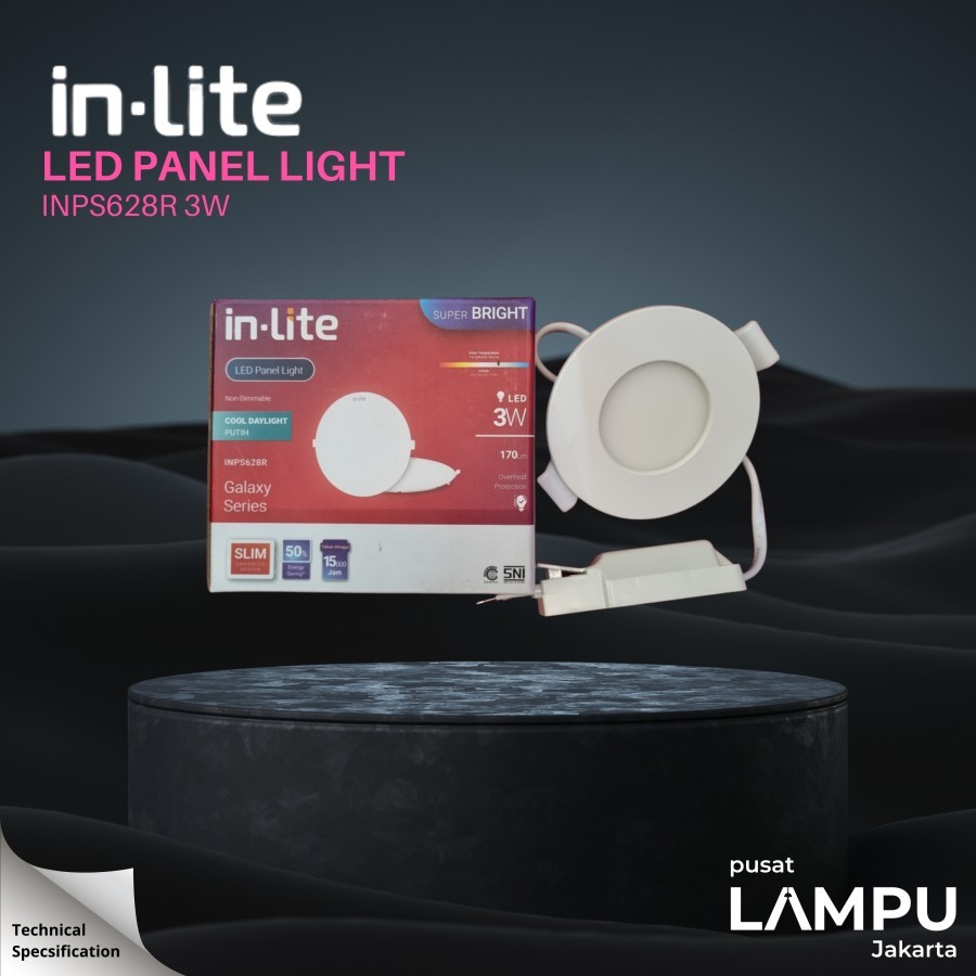 INLITE Led Panel Inbow Bulat 3watt LED 220V 220volt 3W round