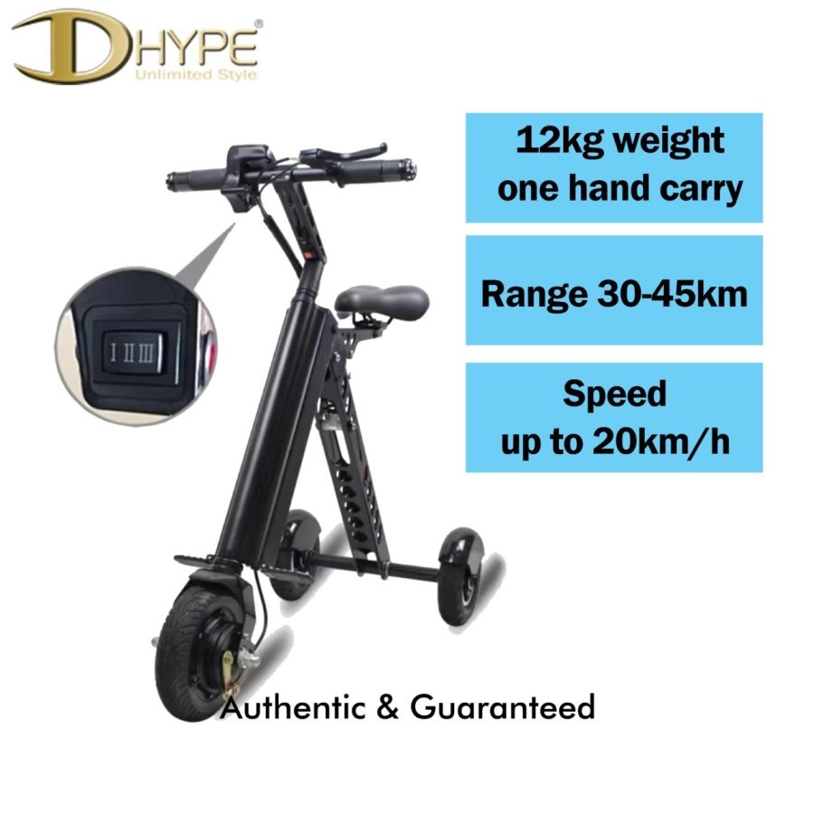 SEPEDA LIPAT LISTRIK SKUTER RODA 3 (1 SEAT) VERSI 1 WARNA HITAM