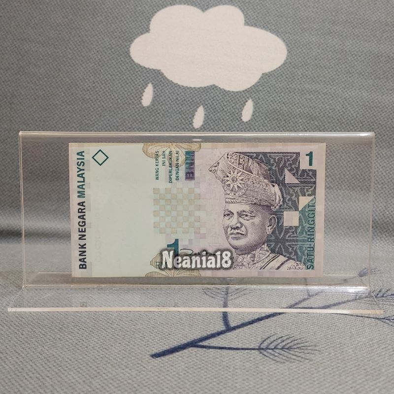 Akrilik Tempat Uang Pajangan Hiasan Malaysia 1 One Ringgit Kertas