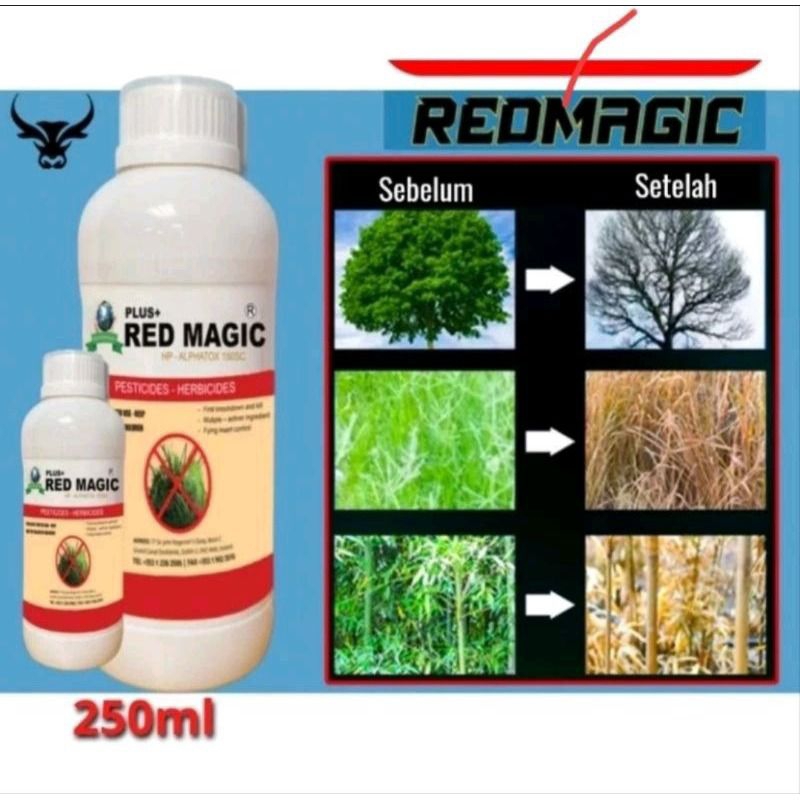 RED MAGIC Kemasan 250mL Promo Beli 3 Gratis 1 Botol Racun Rumput & Pohon Pembasmi Gulma Herbicides -