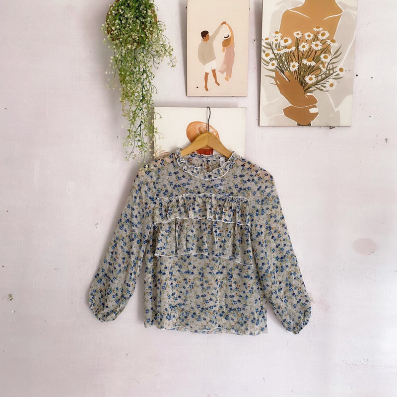 BLOUSE SIFON WANITA FLORAL DRAKOR