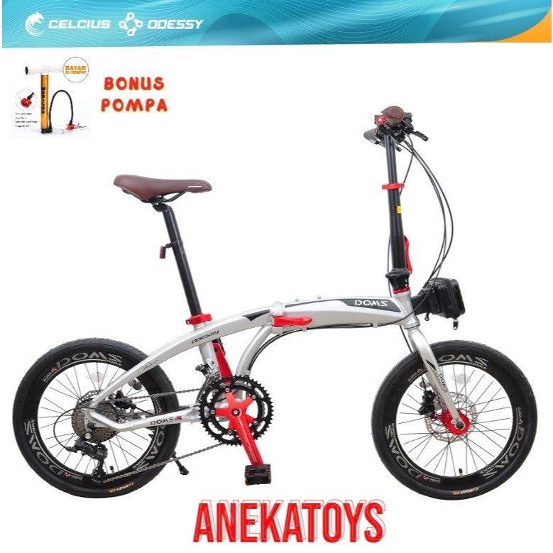 (BONUS POMPA) Sepeda Lipat Dewasa Odessy DOMS 20x1.50 Inch Frame Alloy