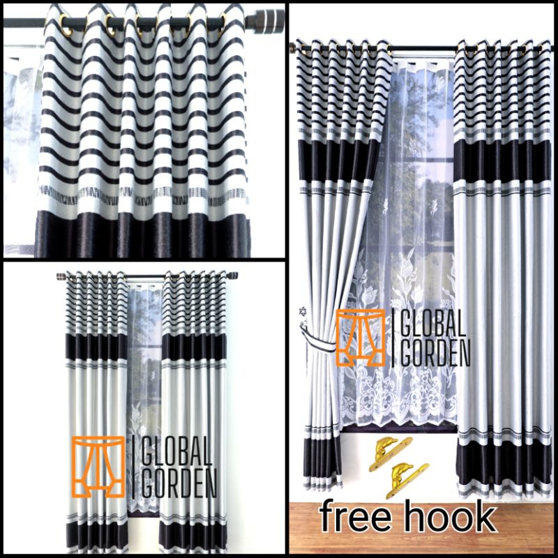 Gorden Blackout Salur Minimalis Tebal panjang ukuran jendela pintu Tinggi 230cm