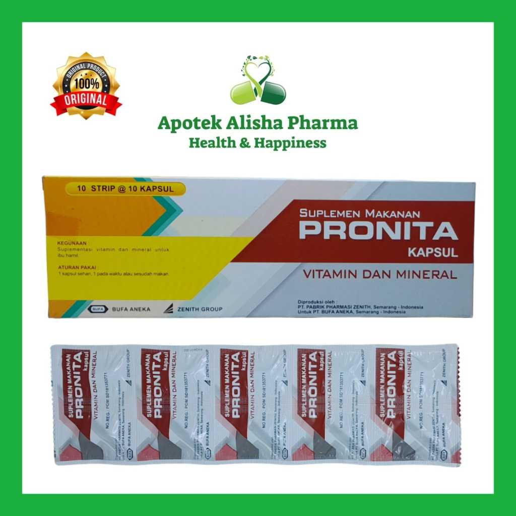 Pronita Kapsul Box isi 100 dan Strip isi 10 Capsule Vitamin Ibu Hamil Menyusui Promil