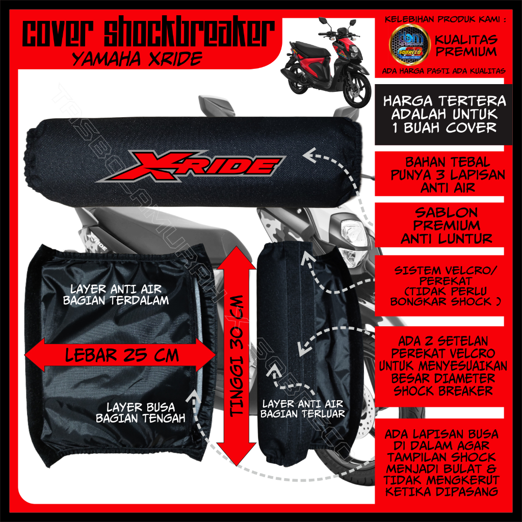SARUNG PELINDUNG COVER SOKBREKER SHOCK BREAKER BELAKANG MOTOR XRIDE 125 ANTI AIR