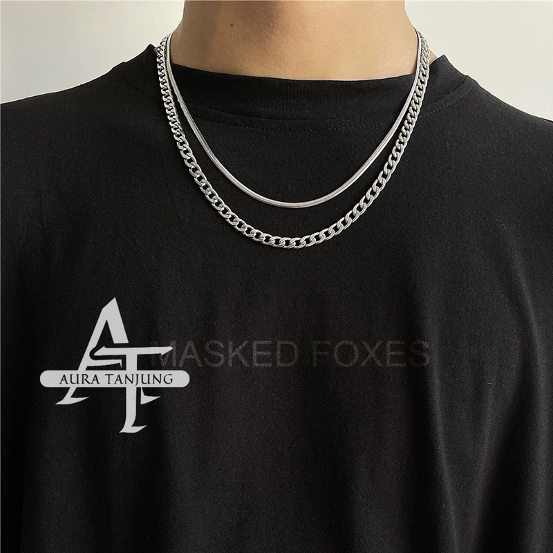 KALUNG TITANIUM DOUBLE LAYER HIP HOP PRIA WANITA