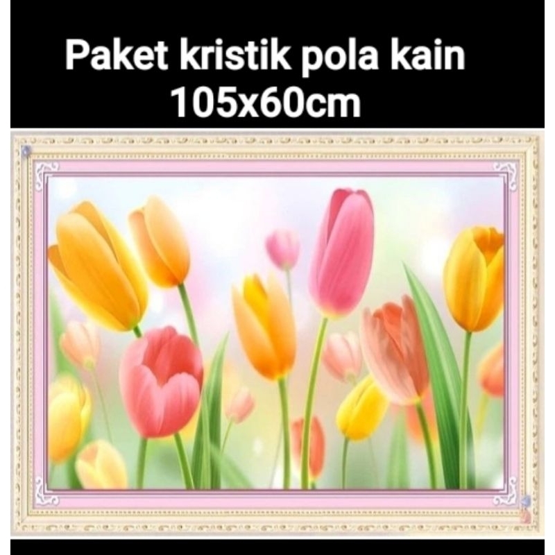 Cross stitch Paket kristik bunga tulip jumbo pola kain diy sulaman