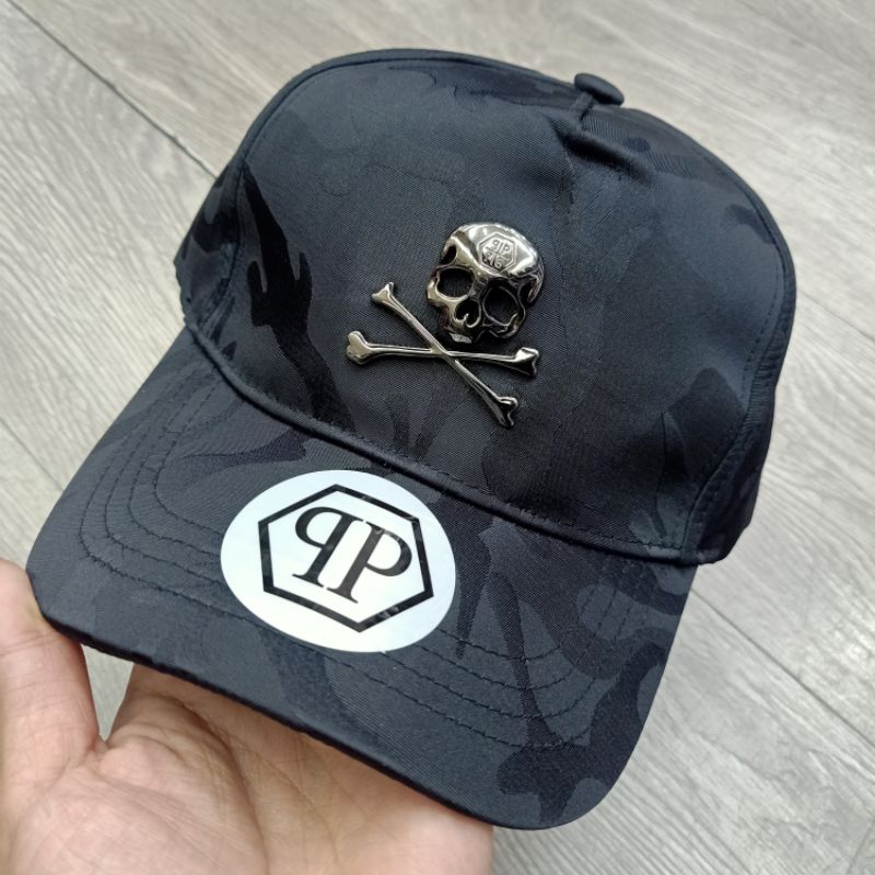 Topi Philipp Plein Logo Skull Besi Black CAMO Topi Baseball Import
