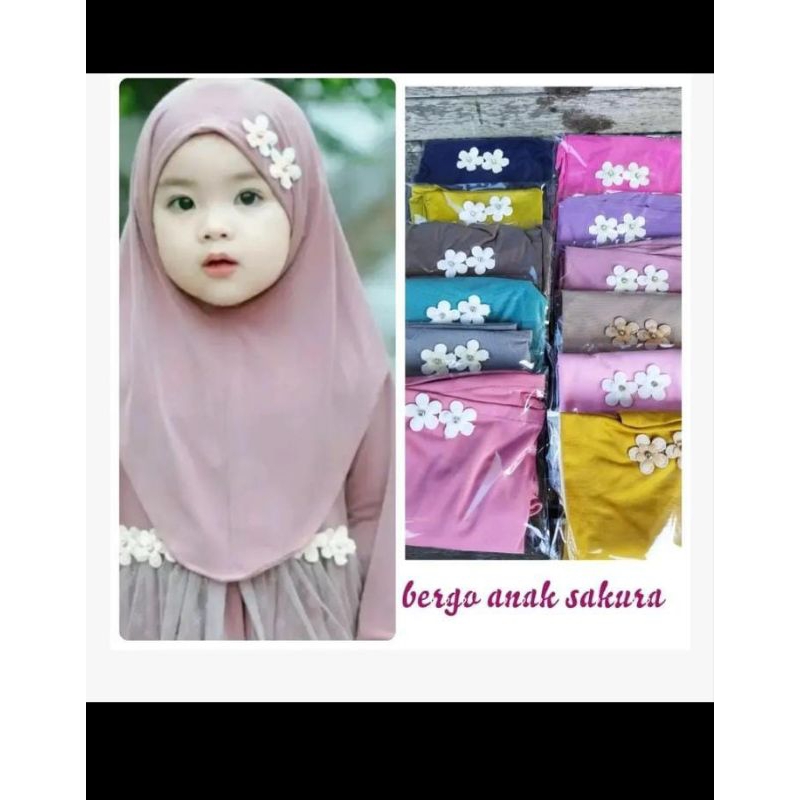 BERGO ANAK SAKURA JERSEY ADEM HIJAB BUNGA PUTIH