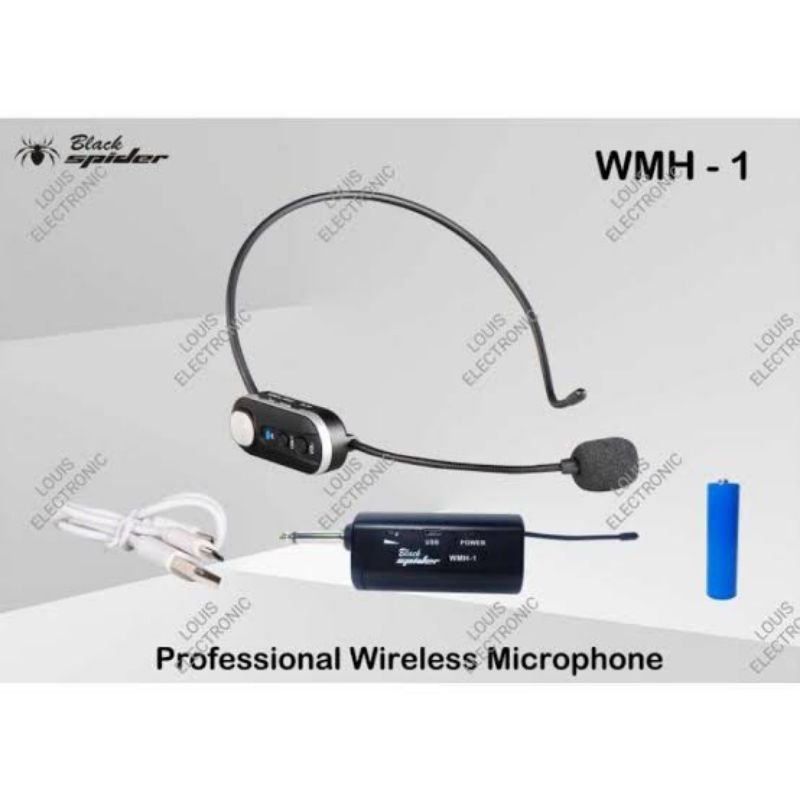 MIC WIRELESS BLACK SPIDER WMH 1 SINGLE MIC HEADSET ORIGINAL WMH1