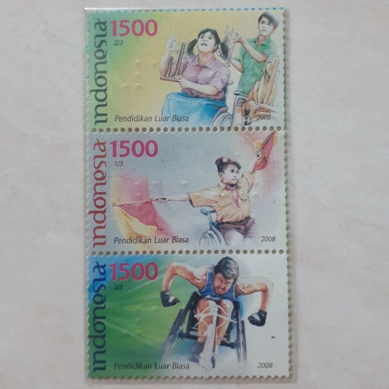 

(B) Perangko Indonesia Pendidikan Luar Biasa Tahun 2008 set lengkap 3pcs