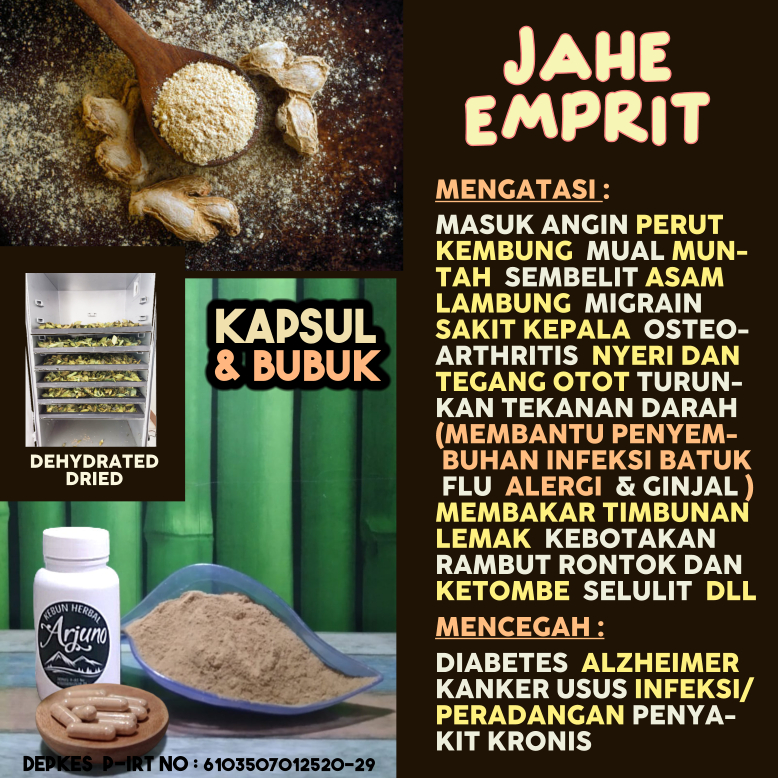 

Dehydrated Dried Kapsul & Bubuk Jahe Emprit Obat Masuk Angin Perut Kembung Selulit Asam Lambung Migrain Nyeri Sendi Tegang Otot Sembelit Tekanan Darah Kebotakan DLL Herbal Alami