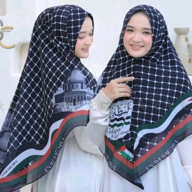 Khimar printing motif palestin | khimar syari original by ENAM SAUDARA COLLECTION