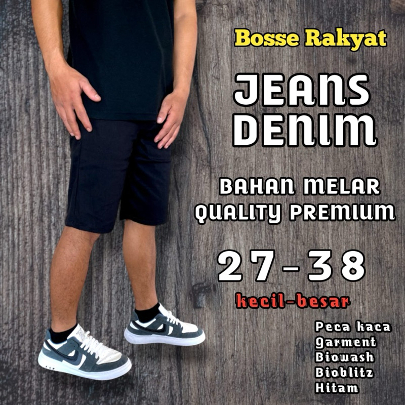 ~Bosse~ Celana jeans pendek pria/ Jeans denim jumbo melar/ Jeans pendek denim melar pria