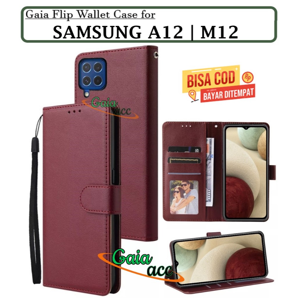 Flip Case Samsung A12 | M12  flip wallet case standing flip cover Handphone sarung buku hape untuk s