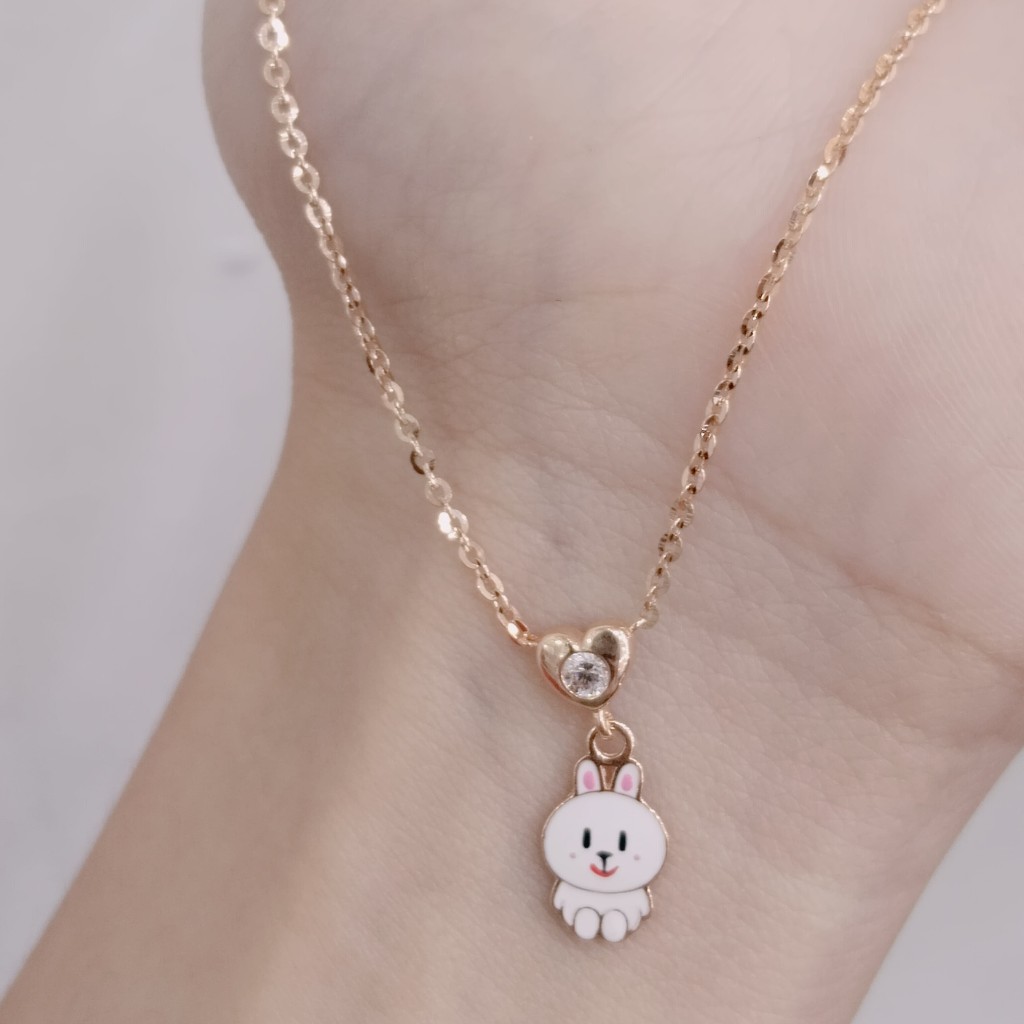 KALUNG ANAK KELINCI PUTIH EMAS ASLI NORI LUCU