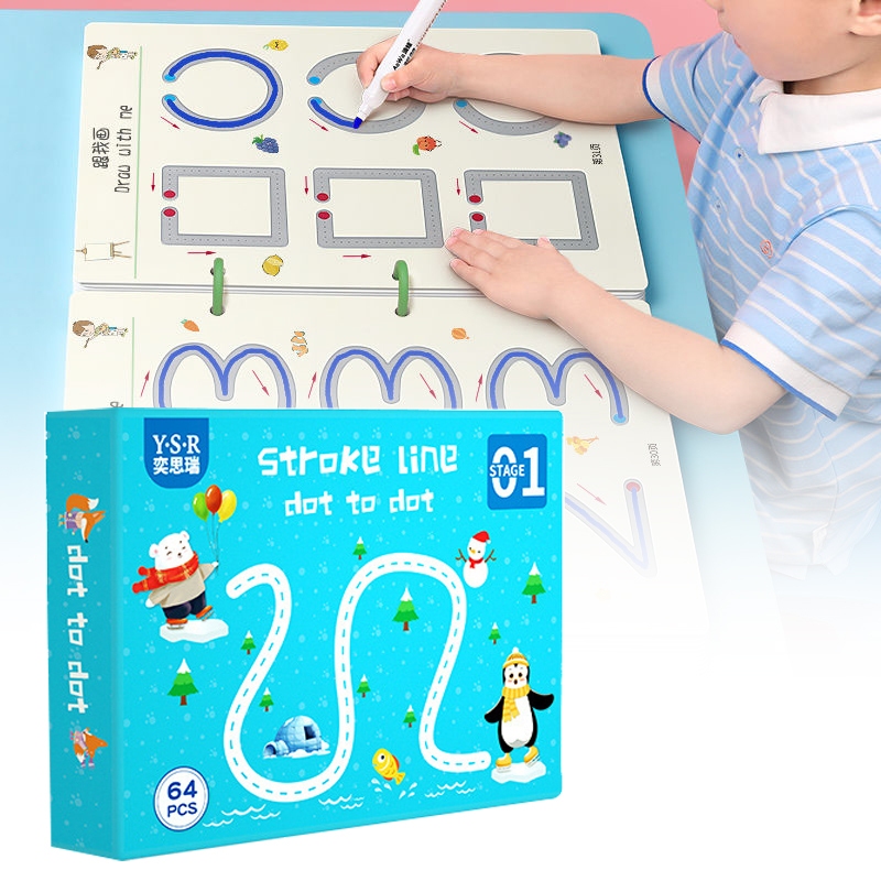 

Magic Workbook 64 Pages Wipe And Clean Pen Control Book/Preschool Activity Book/Latihan Menulis Anak Reusable