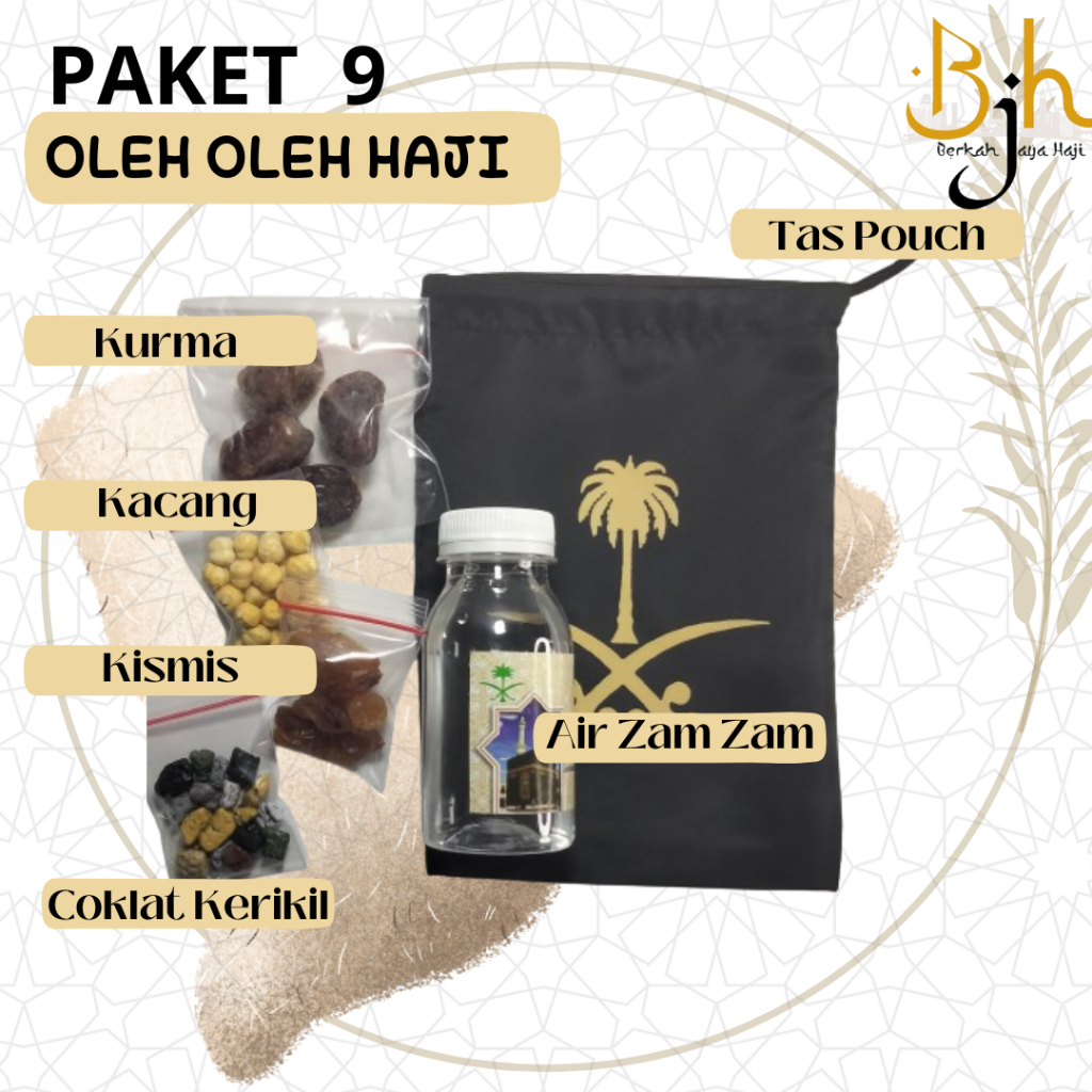 

PAKET 9 POUCH Oleh-oleh Haji dan Umroh / Pasuhe / Coklat Kerikil