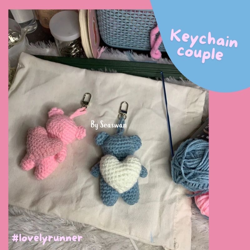 Keychain couple lovely runner|gantungan kunci rajut Lovely runner