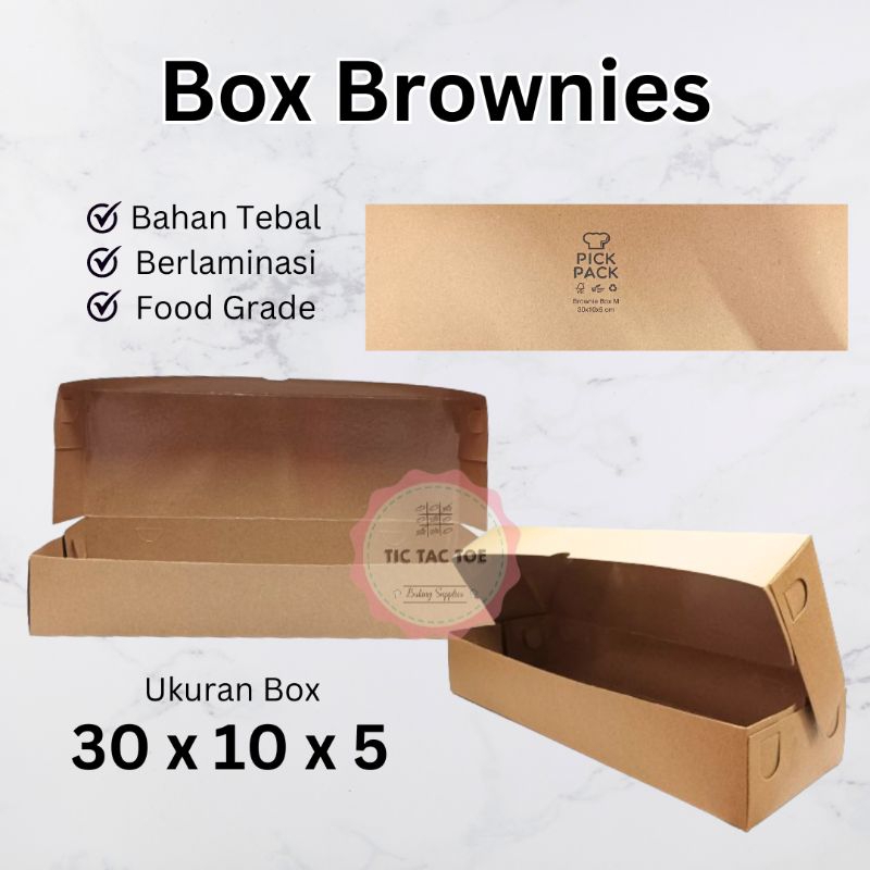 

Box Kraft Brownies 30x10x5/Kotak Kue/Box Bolen/Dus Brownies Laminasi/Dos Karft Coklat/Dus Cookies