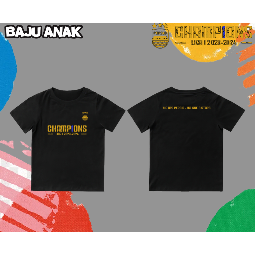 [Bisa COD] Baju Anak | PERSIB BANDUNG CHAMPION SERIES Original Merchandise | Kaos Katun 24s Asli | B
