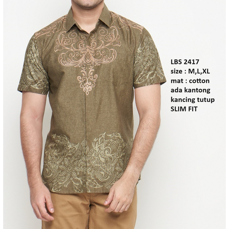 Kemeja Batik Pria Slimfit Luigi Batani Lengan Pendek Premium LBS 2417