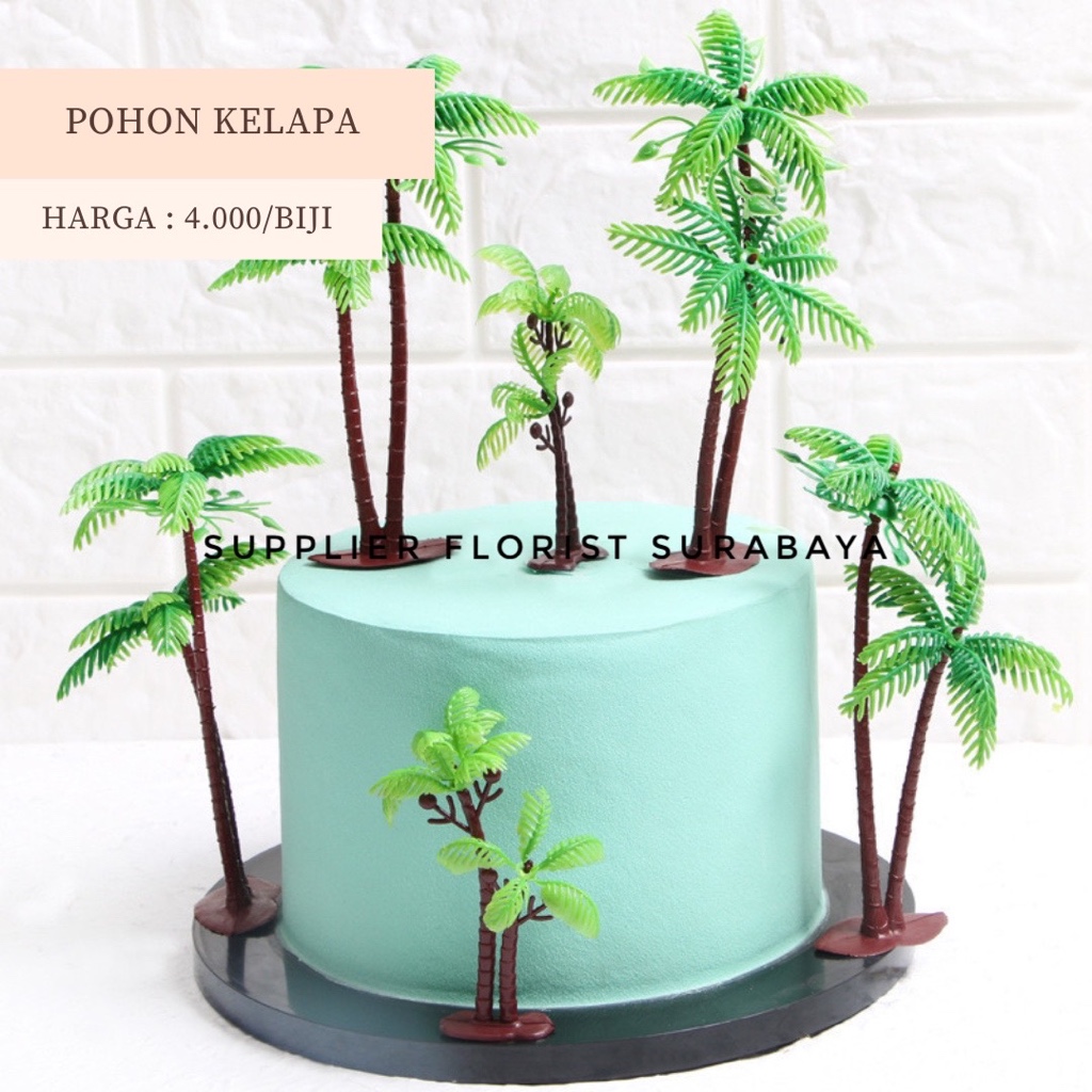 [1 BIJI] MINIATUR POHON KELAPA PLASTIK KECIL HIASAN KUE TART DECORATION DEKORASI KUE ULANG TAHUN ANA