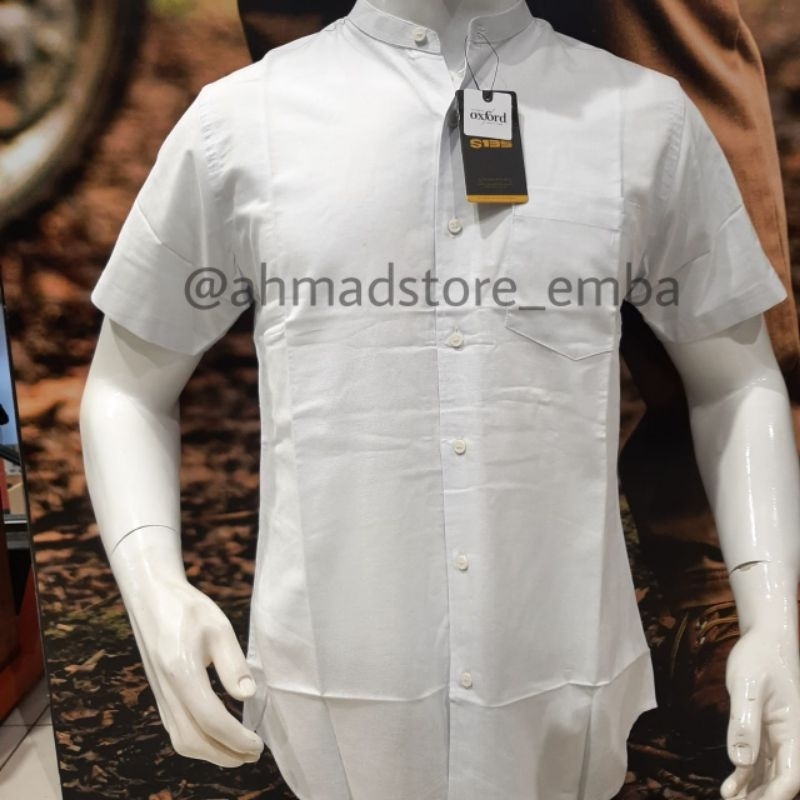 Kemeja S135 kerah sanghai bahan katun lembut model polosan