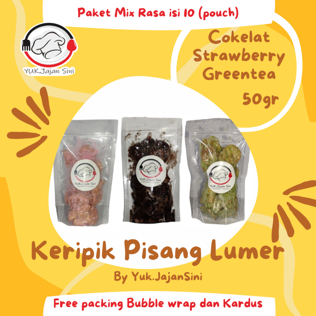 

KERIPIK PISANG COKLAT LUMER 500 GRAM @50 GRAM/POUCH CAMILAN MANIS FOOD | YUK.JAJANSINI