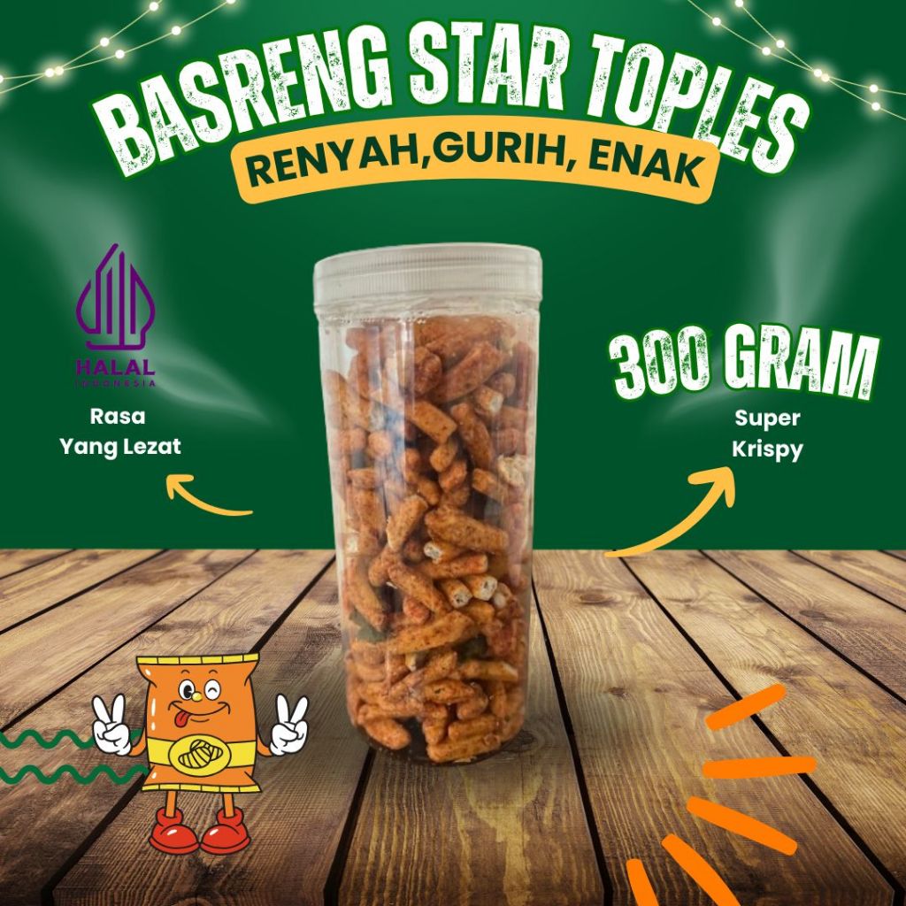 

Basreng Star Pedas Gurih Viral cemilan starsnack cemal cemil