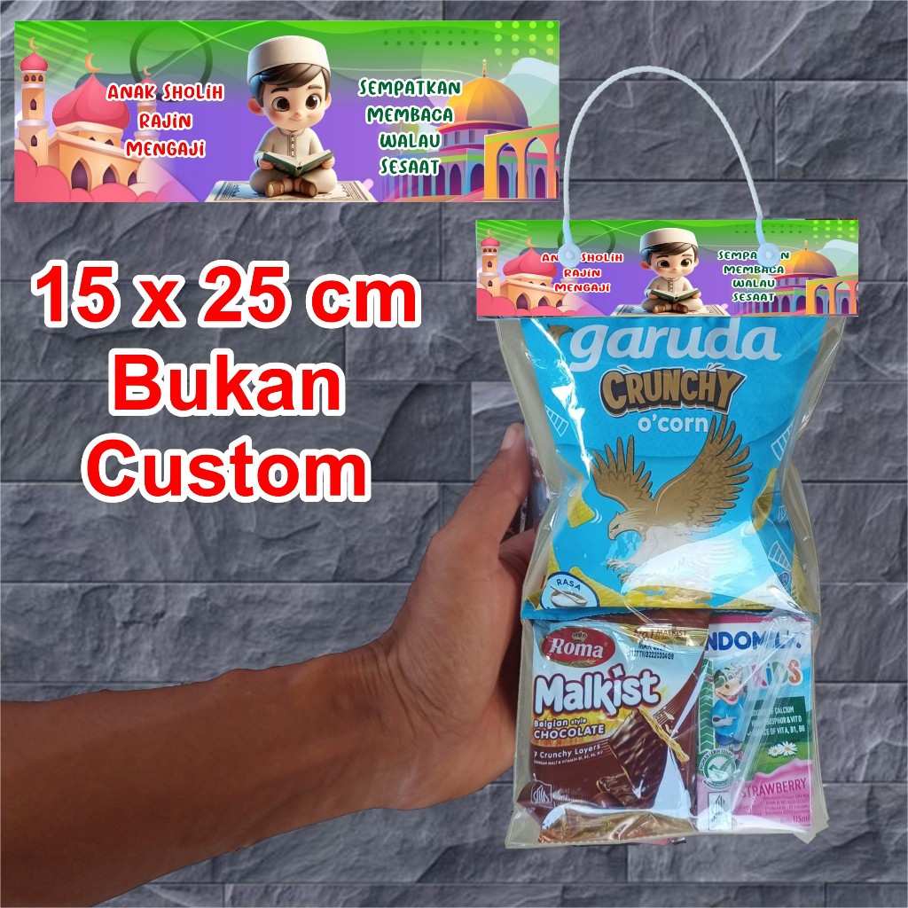 Harga satuan | 15x25cm | Tas Plastik Label Snack berbagai acara gambar kartun lucu islami dan umum p