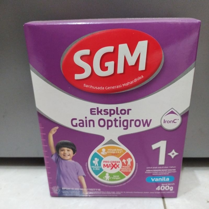 SGM gain optigrow 1+ 400 gram susu Vanilla