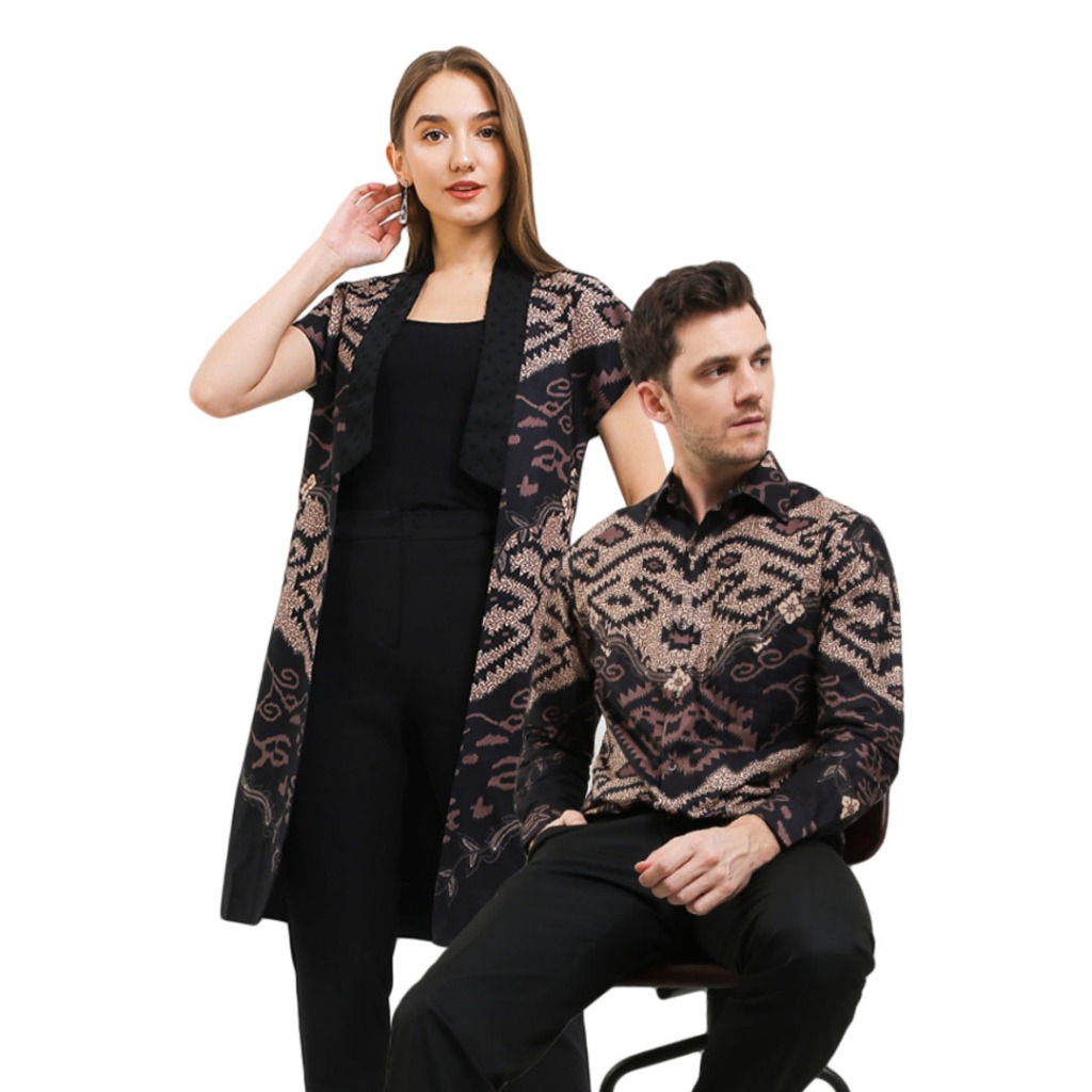 Rianty Batik Couple Premium Sarimbit Pria Dan Wanita Kemeja Vest Rionaldo Riona