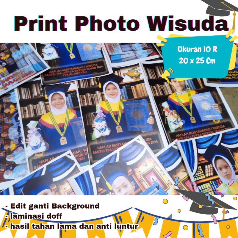 PRINT POTO WISUDA / CETAK PHOTO 10 R GLOSSY EDIT GANTI BACKGROUND