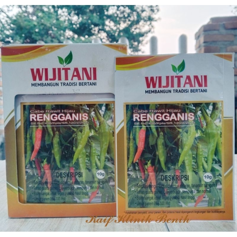 Benih Cabe Rawit RENGGANIS 10 Gram - Benih Cabai Rawit Hijau Merunduk Original @Benih Wijitani