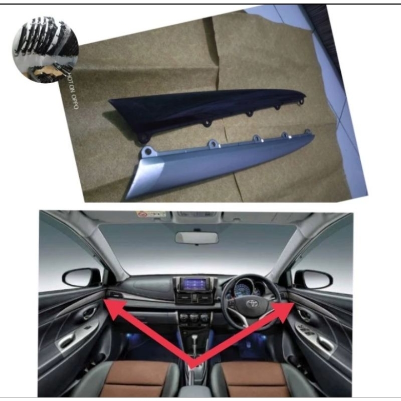 panel trime atau garnish pintu yaris vios trd 2013-2018 hitam glossy dan silver original