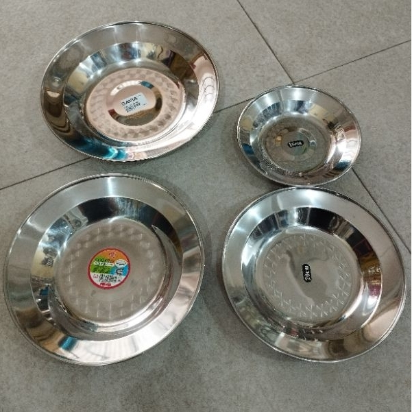 Piring Makan Stainless Steel / Piring Stenlis / Piring Stainless Tebal / Food Plate Stainless KL-10