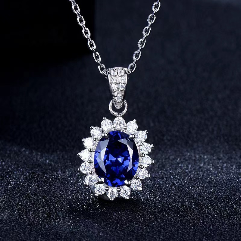 3ct sapphire blue moissanite diamond around 2.5mm moissanite pendant for party