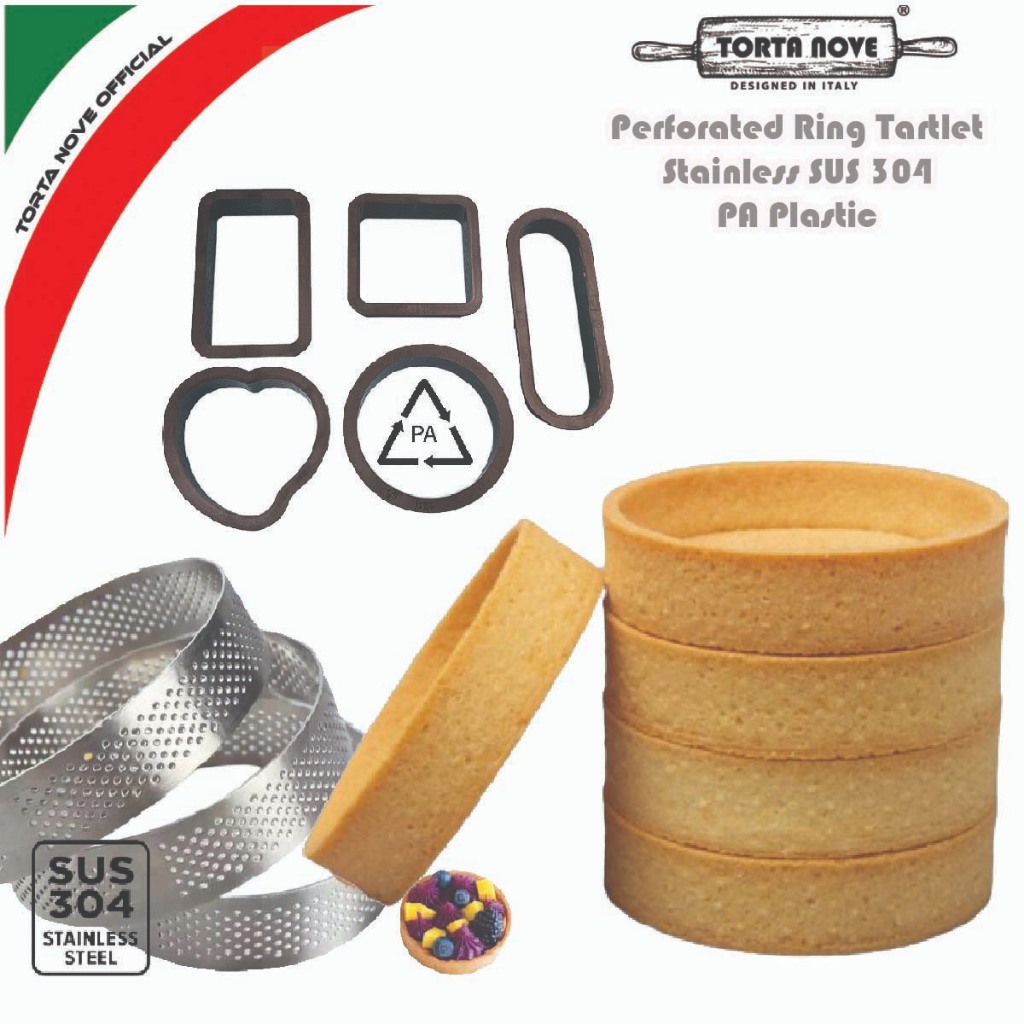 Perforated Ring Tart Stainless SUS 304 PA Plastik Ring Cutter Pie Tartlet kue kering Bread Ring Roti
