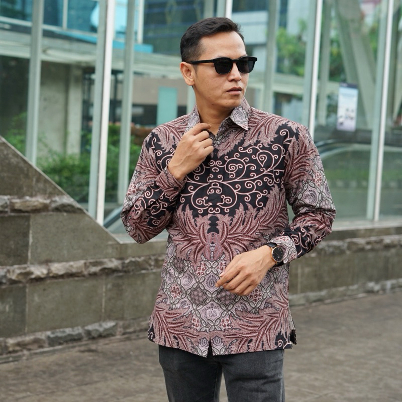 KEMEJA BATIK PRIA KATUN PREMIUM SERIES ABIMANYU MAUVE [COD]