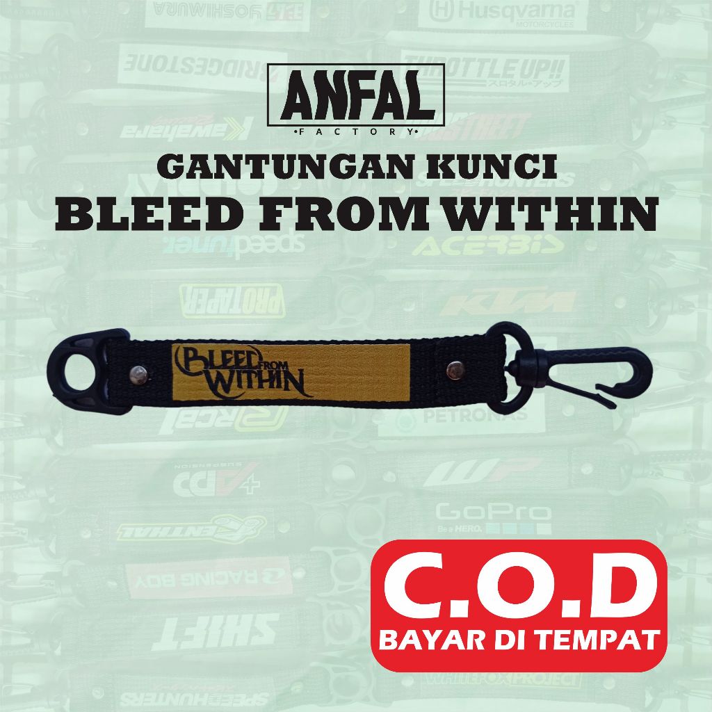 Gantungan kunci webing keychain print model BLEED FROM WITHIN gantungan kunci motor gantungan kunci 